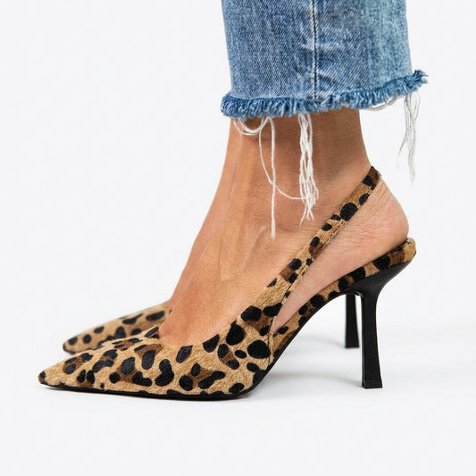 María | Zapatos slingback estampado de leopardo